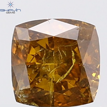 0.81 CT Cushion Diamond Natural Brown Orange Color I2 Clarity (5.13 MM)