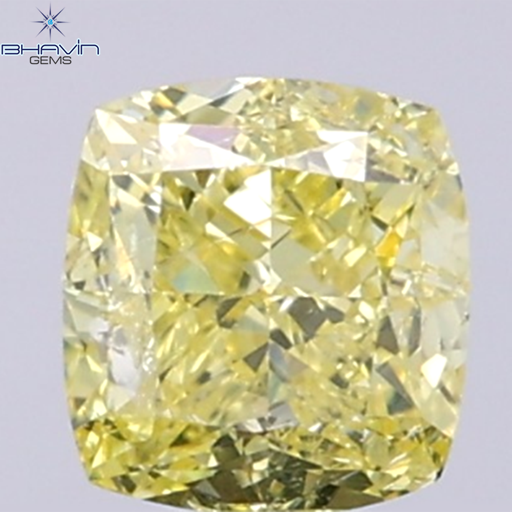 GIA Certified 1.01 CT Cushion Diamond Natural Yellow Color I2 Clarity (5.29 MM)