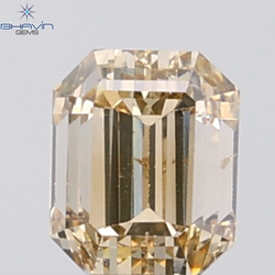 1.02 CT Emerald Diamond Natural Brown Orange Color SI1 Clarity (5.60 MM)