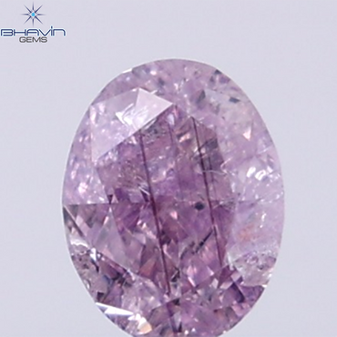 GIA認定 0.27 CT オーバルシェイプ 天然ダイヤモンド パープルピンクカラー I3 クラリティ (4.34 MM)