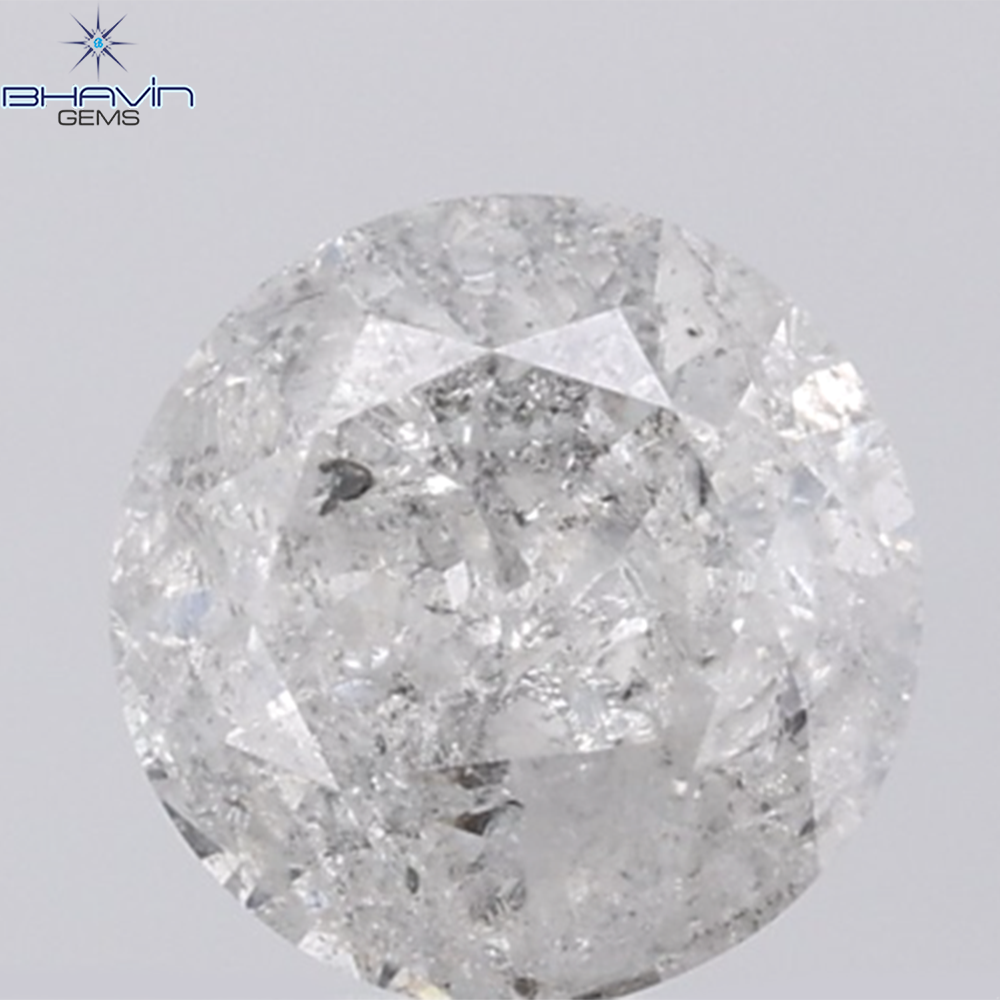 0.44 CT ラフシェイプ ナチュラル ダイヤモンド ブラック グレー (ソルト アンド パッパー) カラー I3 クラリティ (4.95 MM)
