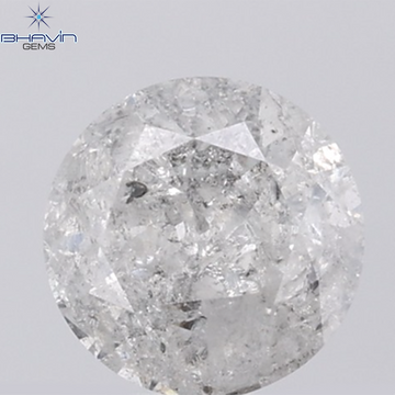 0.44 CT ラフシェイプ ナチュラル ダイヤモンド ブラック グレー (ソルト アンド パッパー) カラー I3 クラリティ (4.95 MM)