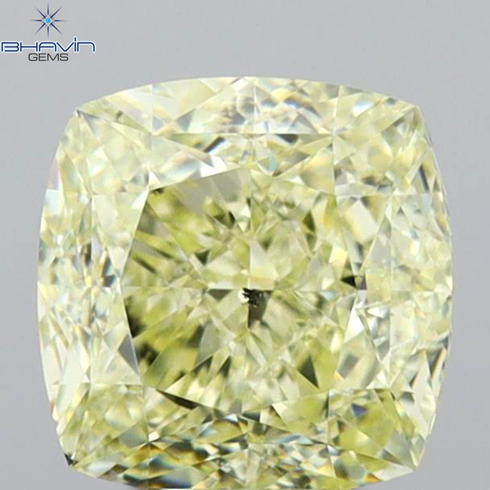 GIA Certified 1.71 CT Cushion Diamond Natural Yellow Color SI1 Clarity (6.38 MM)