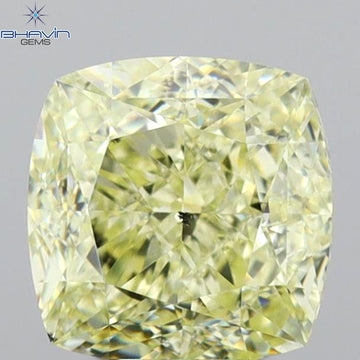 GIA Certified 1.71 CT Cushion Diamond Natural Yellow Color SI1 Clarity (6.38 MM)
