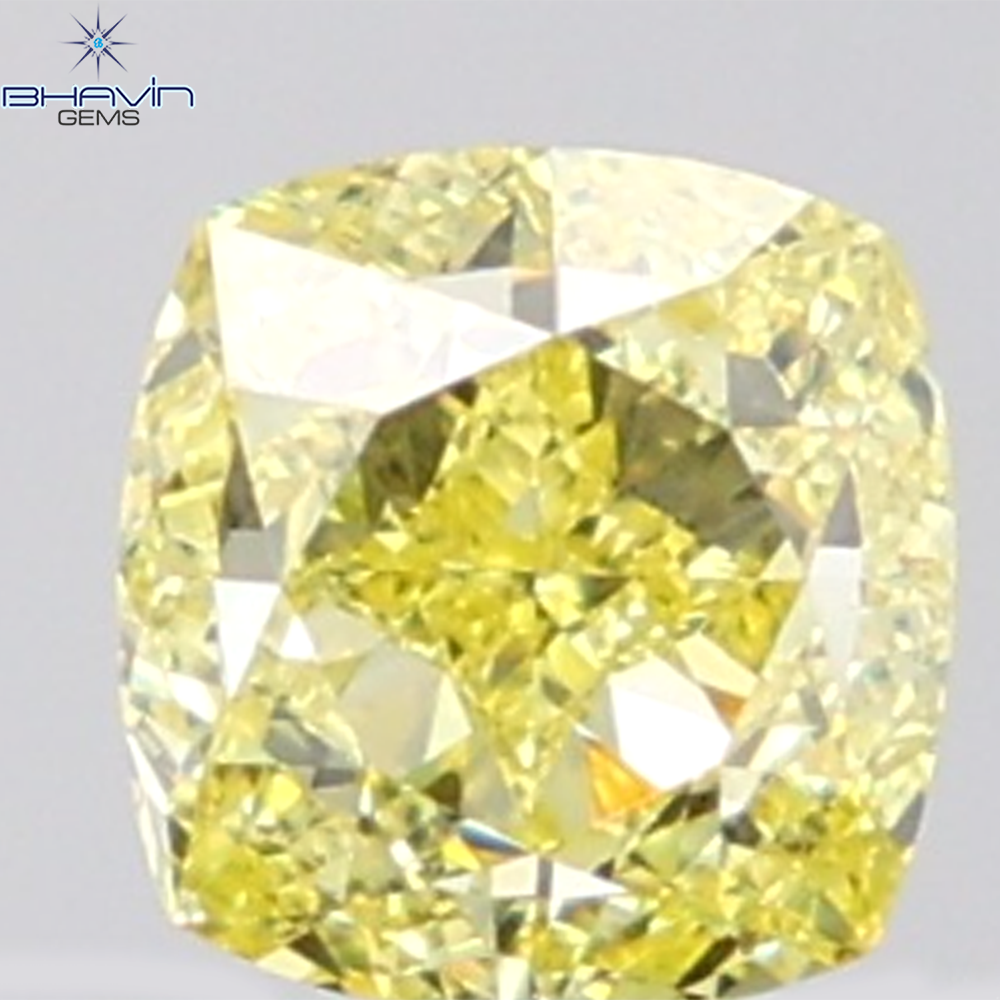 GIA Certified 1.00 CT Cushion Diamond Natural Yellow Color VVS2 Clarity (5.29 MM)