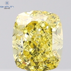 GIA Certified 1.00 CT Cushion Diamond Natural Yellow Color VS2 Clarity (5.86 MM)