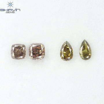 1.54 CT/4 Pcs Natural Mix Diamond Mix Fancy Color Clarity SI (5.44 MM)