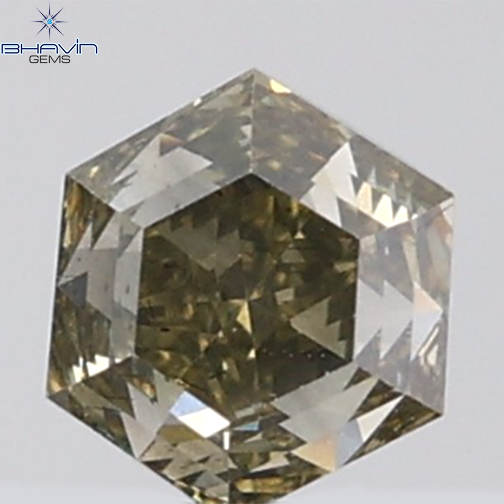 1.00 CT Hexagon Diamond Natural Grey Green Color SI Clarity (4.83 MM)