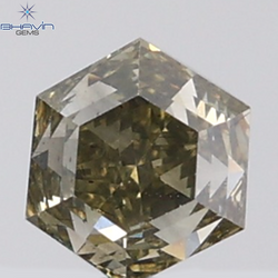 1.00 CT Hexagon Diamond Natural Grey Green Color SI Clarity (4.83 MM)