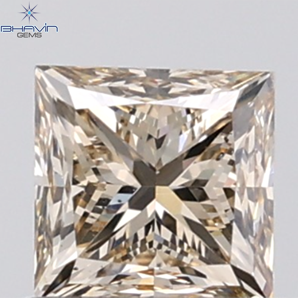 1.00 CT Princess Shape Natural Brown Diamond SI1 Clarity (5.09 MM )