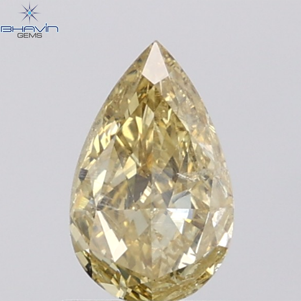 1.01 CT Pear Diamond Natural Green (Chameleon) Color I1 Clarity (8.75 MM)