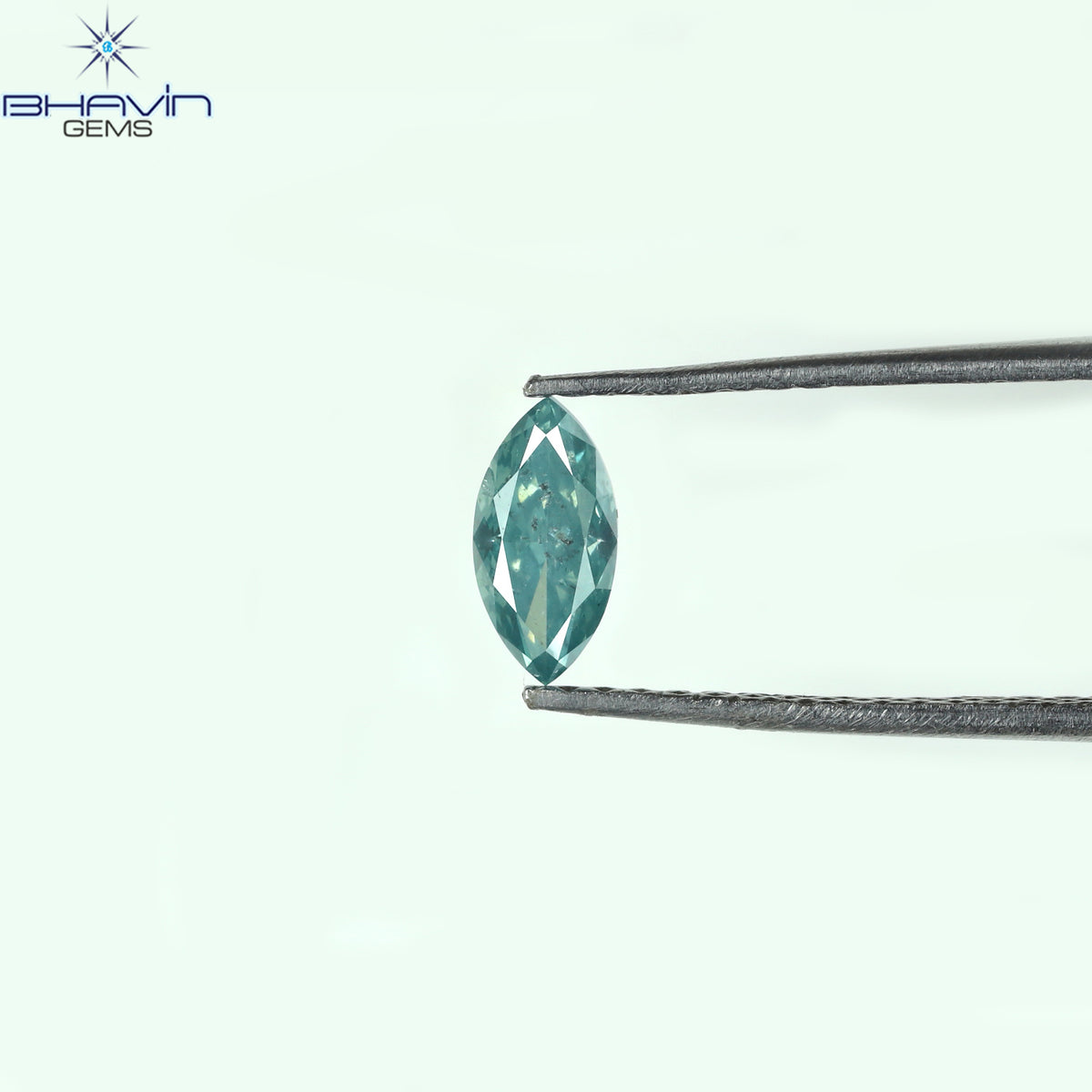 0.36 CT マーキス シェイプ ナチュラル ダイヤモンド グリーンがかったブルー カラー SI1 クラリティ (6.85 MM)
