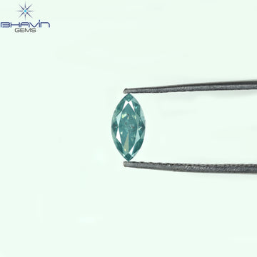 0.36 CT マーキス シェイプ ナチュラル ダイヤモンド グリーンがかったブルー カラー SI1 クラリティ (6.85 MM)