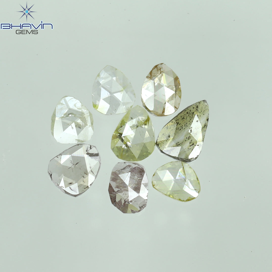 0.67 CT/8 Pcs Natural Polki Rose Cut Diamond Mix Fancy Color Clarity I2 (4.65 MM)
