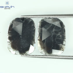 1.68 CT/2 Pcs Slice Shape Natural Diamond Salt And Pepper Color I3 Clarity (9.59 MM)