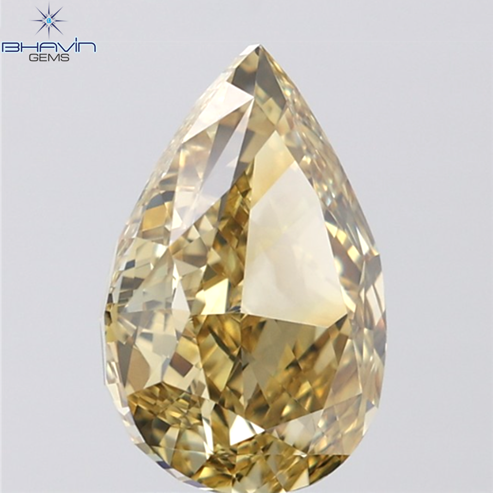 3.00 CT Pear Shape Natural Diamond Yellow Color VVS Clarity (11.30 MM)