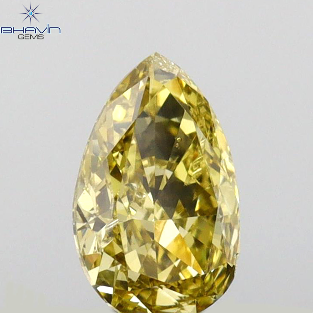 0.53 CT Pear Shape Natural Diamond Green (Chameleon) Color VS2 Clarity (6.60 MM)