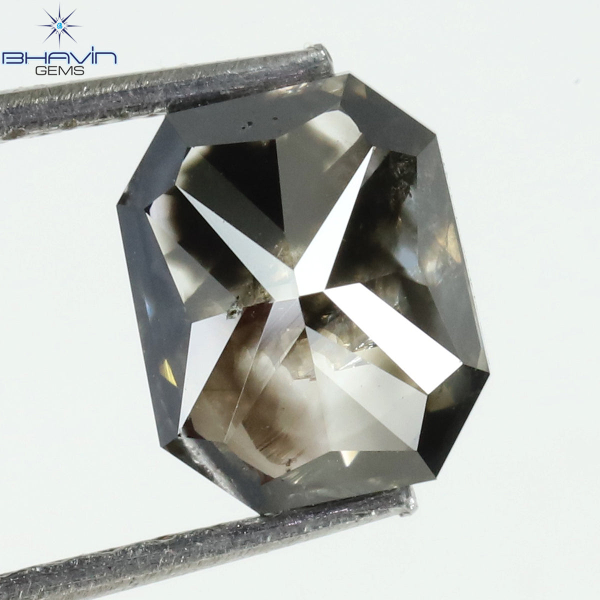 4.72 CT、ヘキサゴン ダイヤモンド、ソルト アンド ペッパー カラー、クラリティ I3
