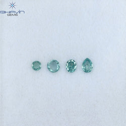 0.29 CT/4 Pcs Mix Shape Natural Diamond Blue Color I1 Clarity (3.60 MM)
