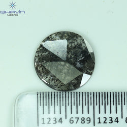 1.54 CT Round Rose Cut Natural Diamond Salt And Pepper Color I3 Clarity (10.82 MM)