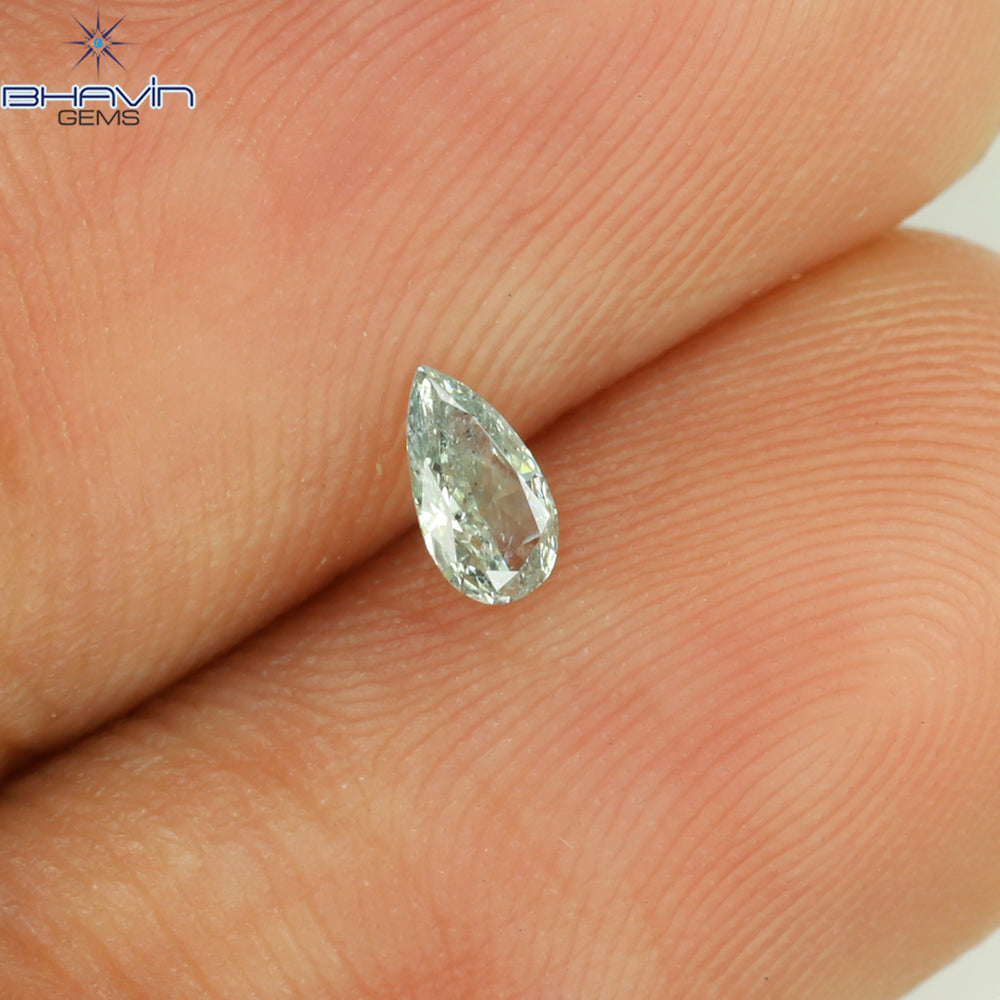 0.10 CT Pear Shape Natural Diamond Bluish Green Color SI1 Clarity (4.00 MM)