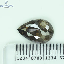 3.09 CT Pear Shape Natural Diamond Brown Color I3 Clarity (12.78 MM)