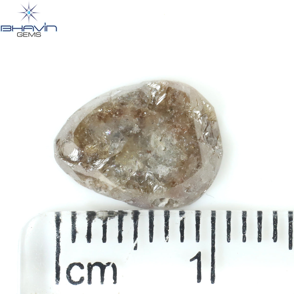 1.05 CT、ノーカット ポルキ シェイプ、天然ダイヤモンド、ブルー カラー、I3 クラリティ (5.42 MM)