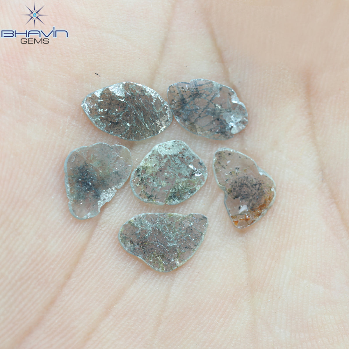 2.68 CT/6 Pcs Natural Slice Diamond Salt and Pepper Color Clarity I3 (10.12 MM)