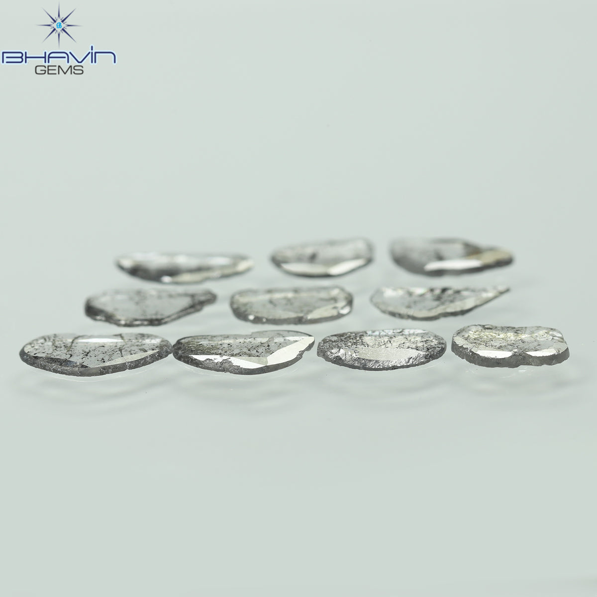 2.13 CT/10 Pcs Natural Slice Diamond Salt and Pepper Color Clarity I3 (8.69 MM)