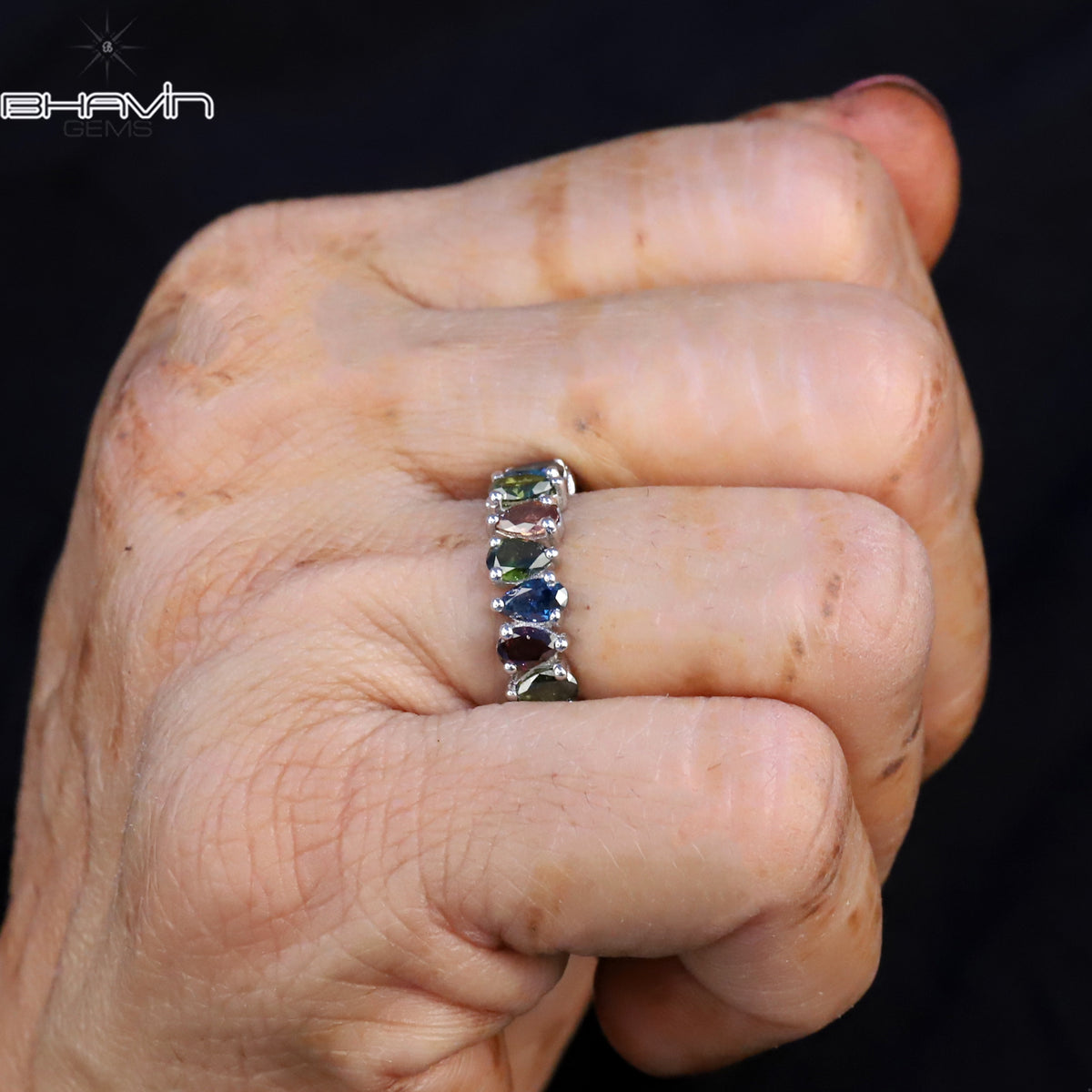 Fancy Color Pear Shaped Diamond Eternity Ring
