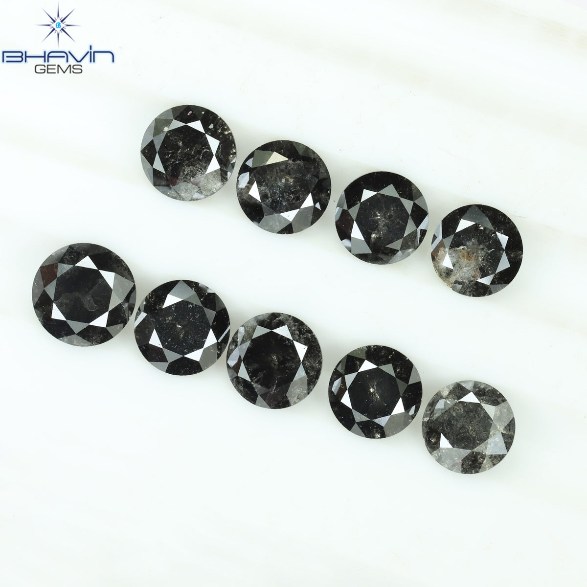 1.00 CT/6 個 ラウンド シェイプ ナチュラル ルース ダイヤモンド ソルト アンド ペッパー カラー I3 クラリティ (3.52 MM)