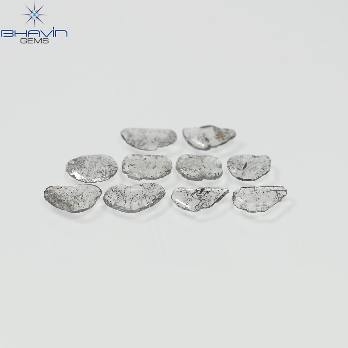 2.13 CT/10 Pcs Natural Slice Diamond Salt and Pepper Color Clarity I3 (8.69 MM)