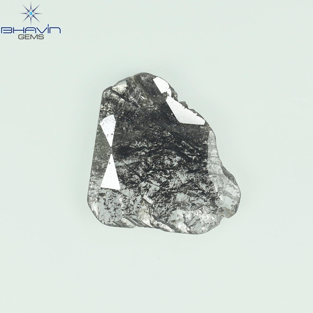 0.95 CT スライス シェイプ ナチュラル ダイヤモンド ソルト アンド ペッパー カラー I3 クラリティ (11.56 MM)