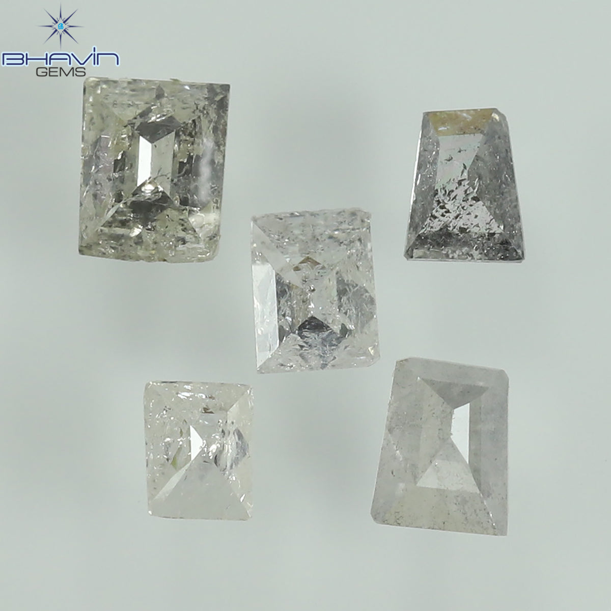 0.40 CT/5 Pcs Natural Square-Baguette Diamond Salt and Pepper Color Clarity I3 (3.21 MM)