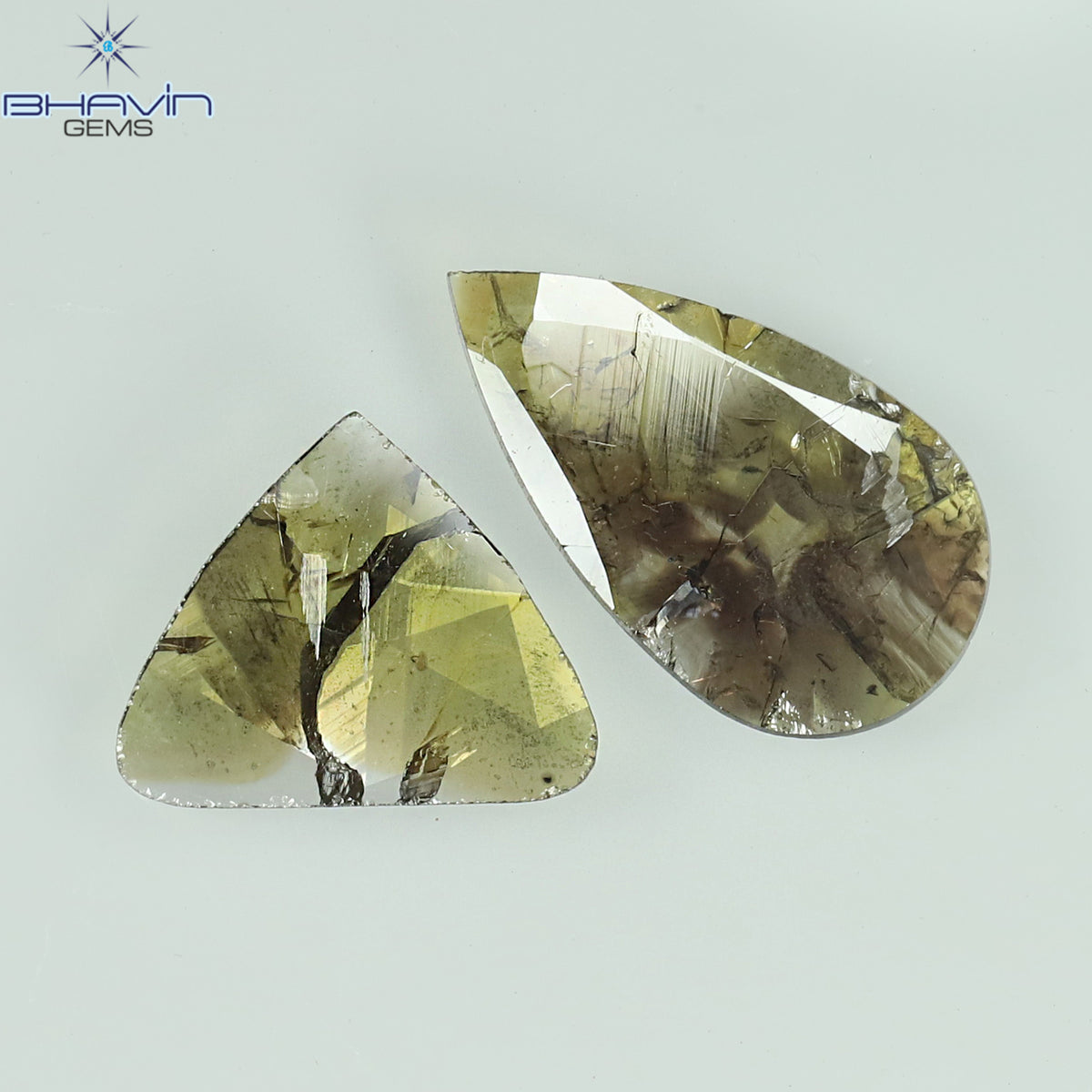 1.26 CT/2 Pcs Natural Pear Slice Diamond Brown Color Clarity I3 (11.95 MM)