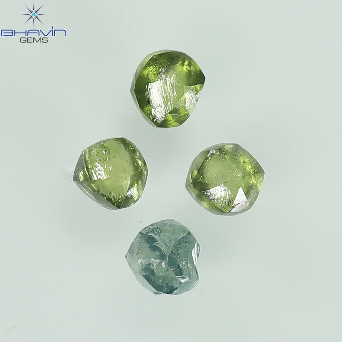 0.82 CT/4 Pcs Natural Rough Diamond Enhanced Green-Blue Color Clarity VS-SI (3.30 MM)