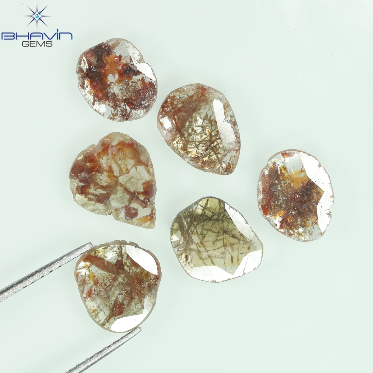 3.57 CT/5 ピース スライス シェイプ ナチュラル ルース ダイヤモンド ブラウン カラー I3 クラリティ (11.59 MM)