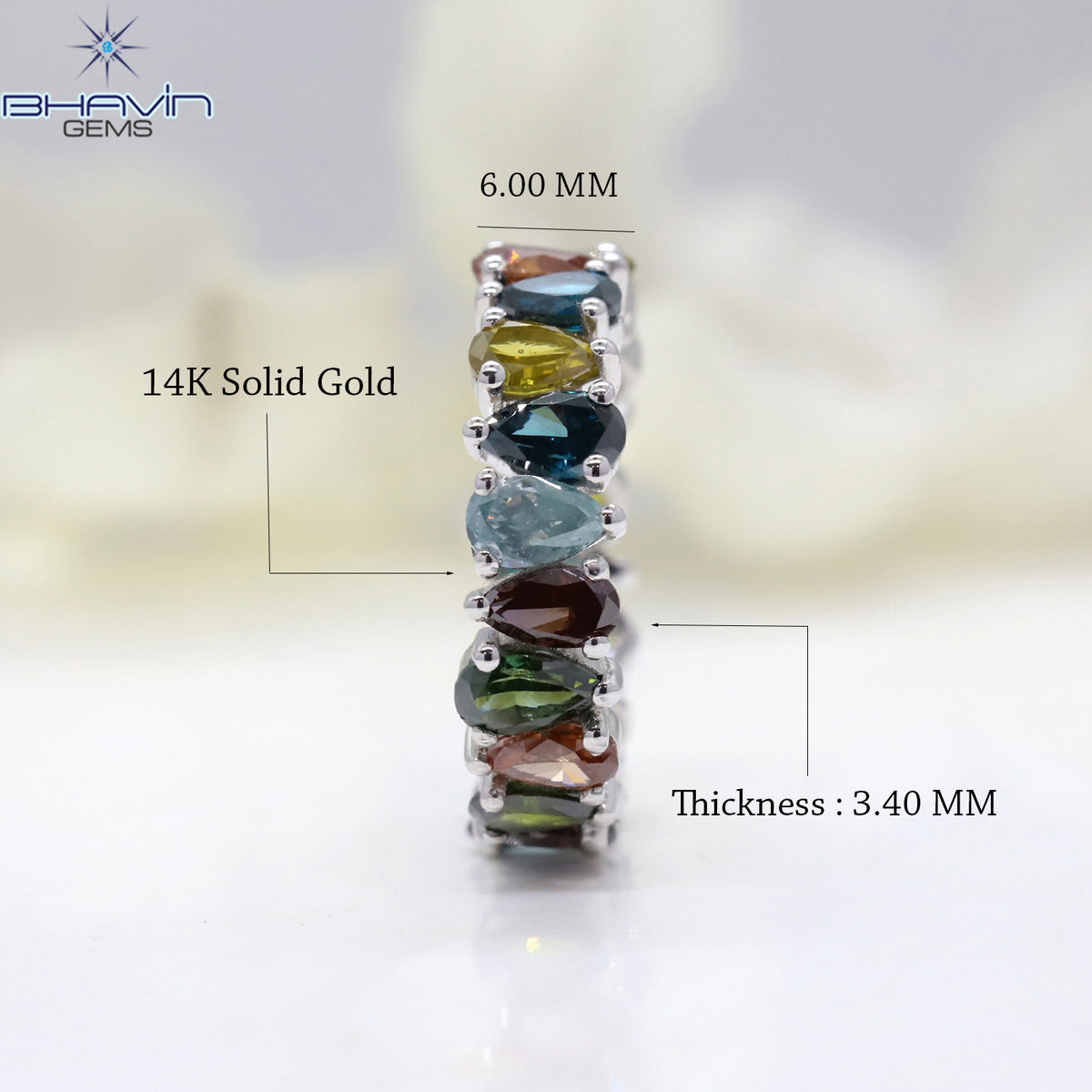Fancy Color Pear Shaped Diamond Eternity Ring