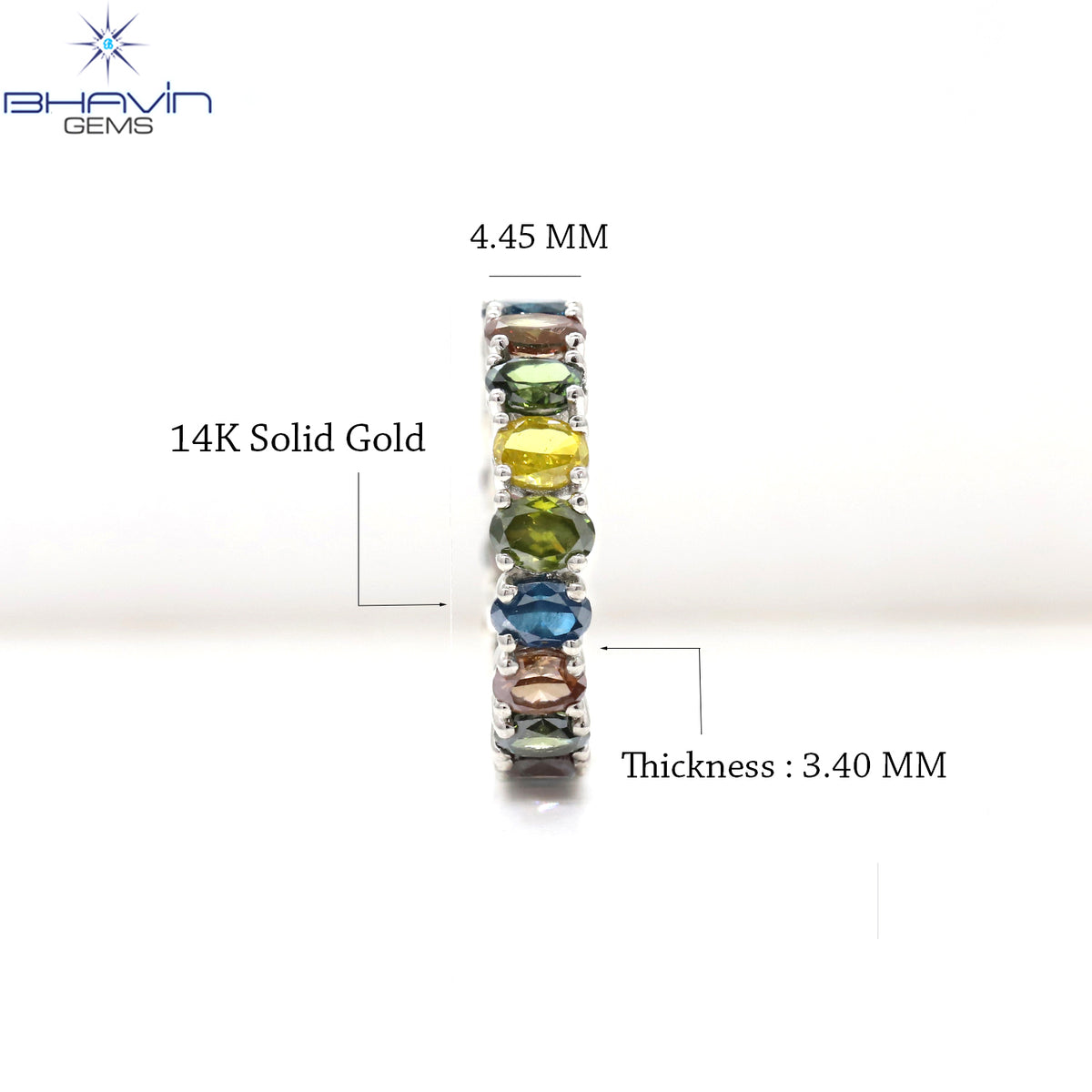 Natural Asymmetric Color Oval Cut Diamond Stacking Band