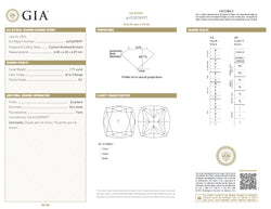 GIA認定 1.27 CT クッションダイヤモンド イエローカラー 天然ダイヤモンド VS1 クラリティ (5.97 MM)