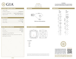 GIA認定 1.27 CT クッションダイヤモンド イエローカラー 天然ダイヤモンド VS1 クラリティ (5.97 MM)