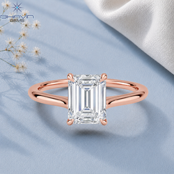 Emerald Cut Solitaire Engagement Ring with Open Wire Basket in Rose Gold