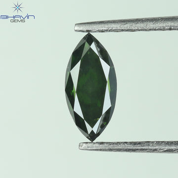 0.34 CT Natural Marquise Diamond Enhanced Green Color Clarity SI1 (6.36 MM)
