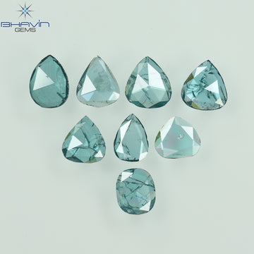 0.55 CT/4 個 スライス形状 天然ダイヤモンド ブルー イエロー カラー I3 クラリティ (5.40 MM)