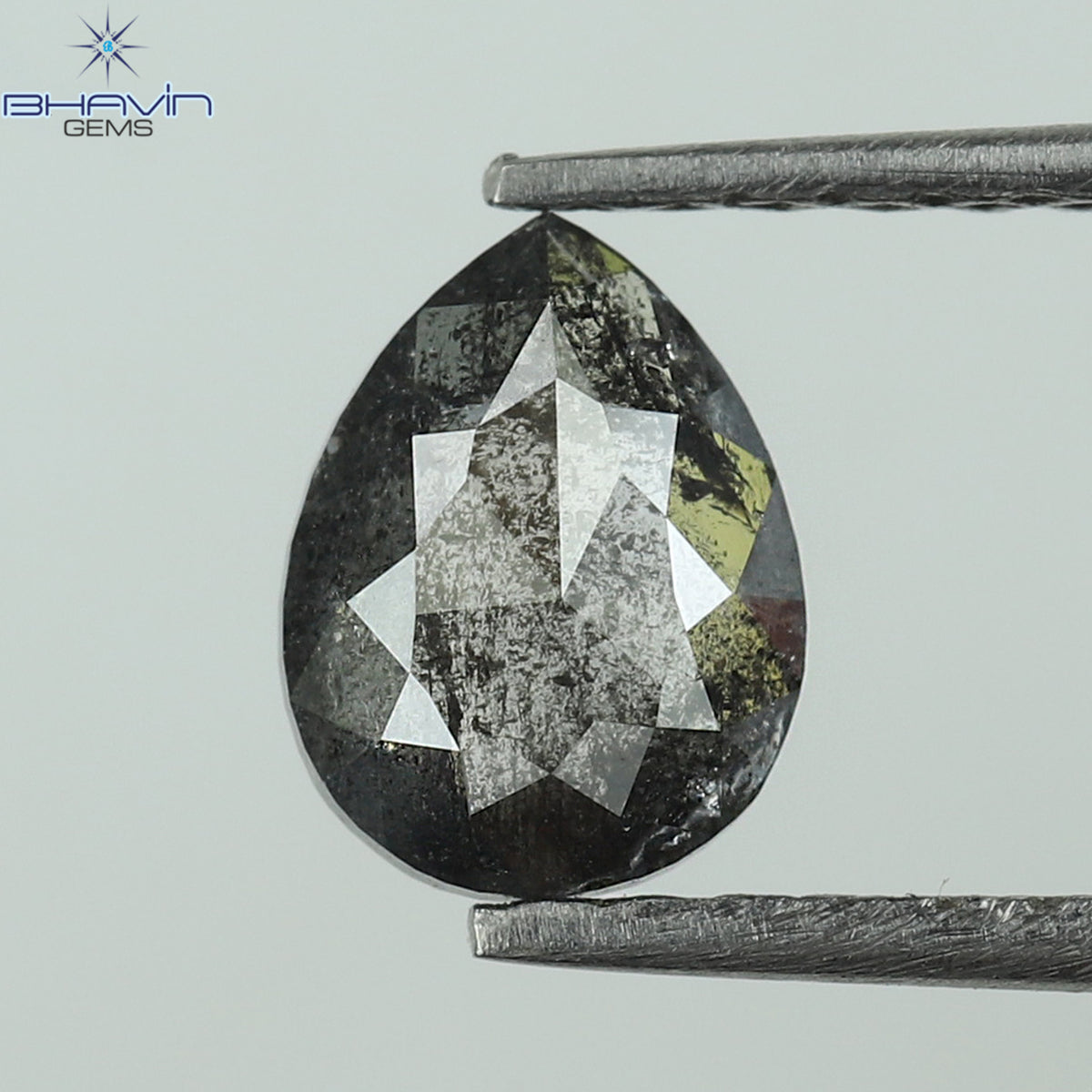 0.42 CT ペアシェイプ ナチュラル ルース ダイヤモンド ソルト アンド ペッパー カラー I3 クラリティ (5.62 MM)