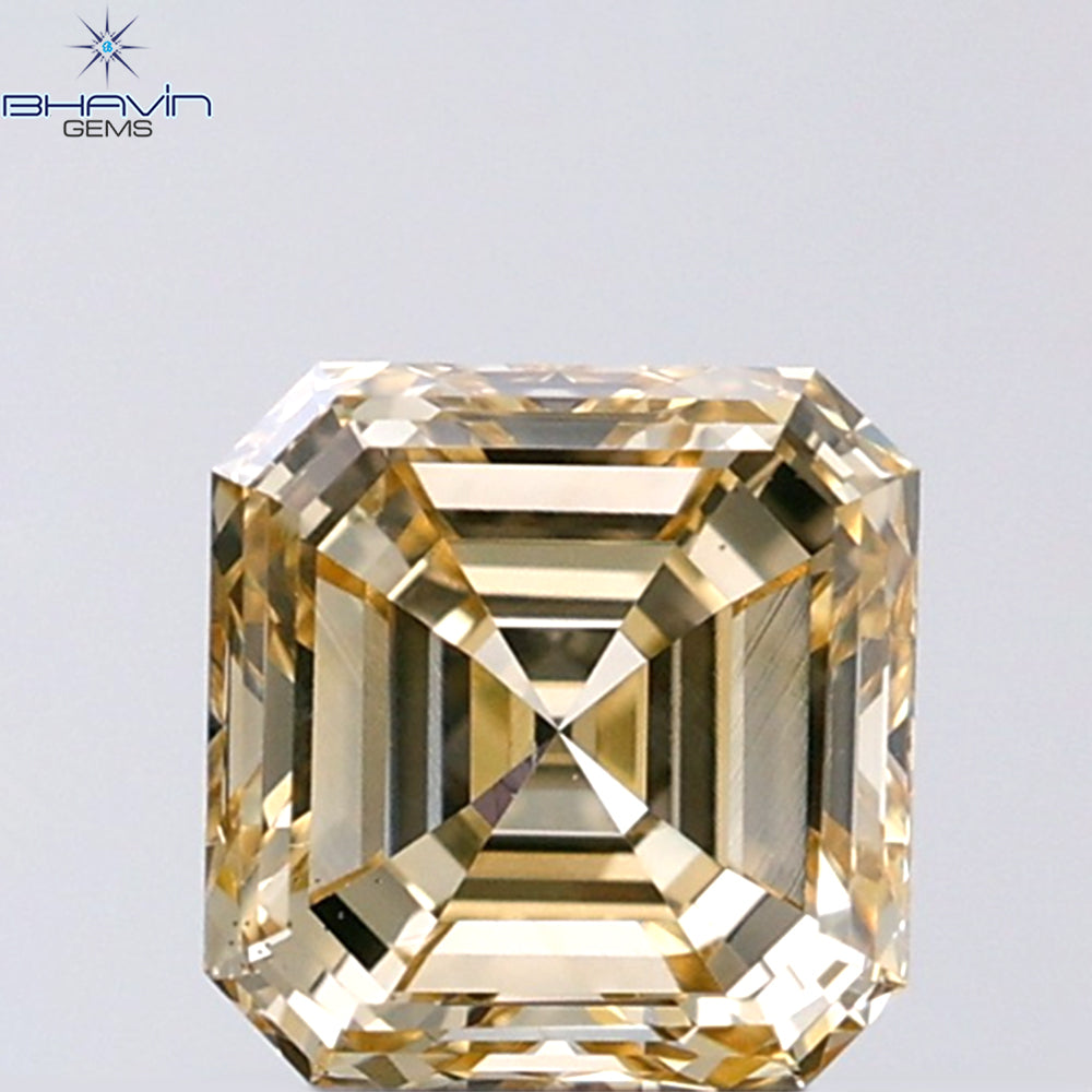 1.02 CT Asscher Shape Natural Diamond Orange Color VS1 Clarity ( 5.75 MM)