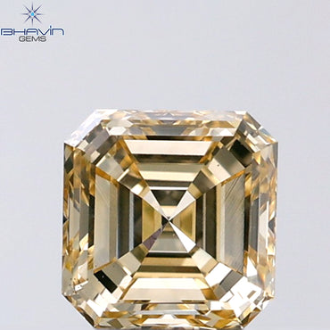 1.02 CT Asscher Shape Natural Diamond Orange Color VS1 Clarity ( 5.75 MM)