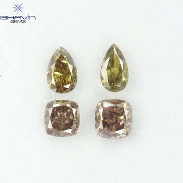 1.54 CT/4 Pcs Natural Mix Diamond Mix Fancy Color Clarity SI (5.44 MM)