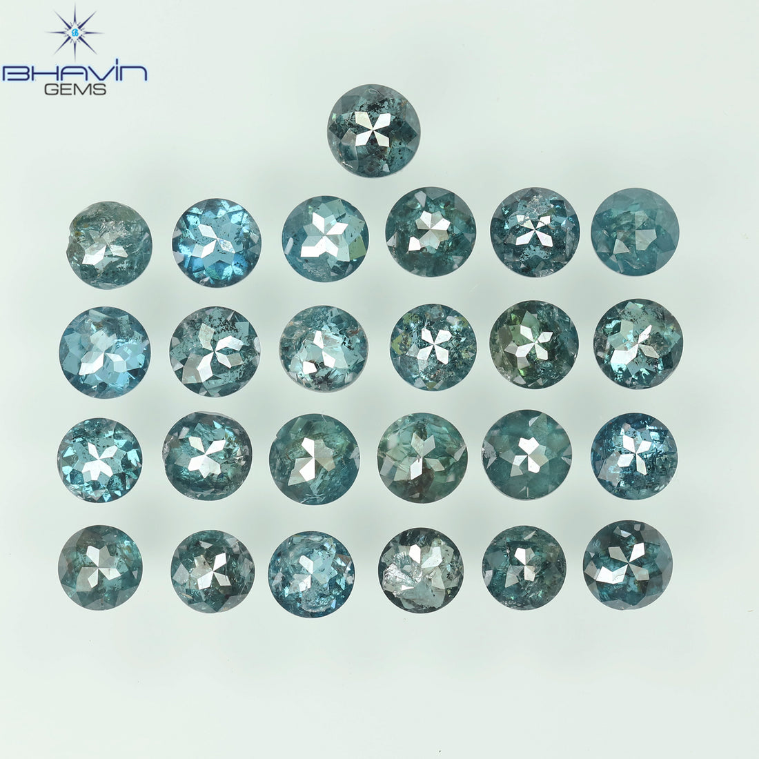 2.81 CT/25 Pcs Natural Round Rose Cut Diamond Enhanced Blue Color Clarity I3 (2.86 MM)