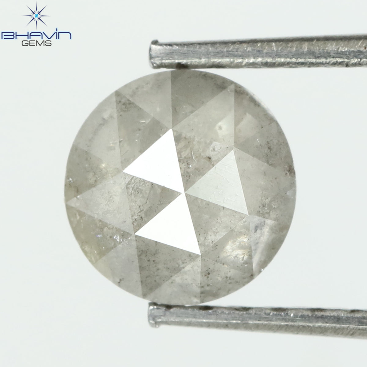 0.81 CT ラウンド ローズカット シェイプ 天然ダイヤモンド ソルト＆ペッパーカラー I3 クラリティ (5.66 MM)